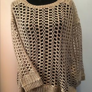 DKNY Sparkly Taupe Overlay Sweater